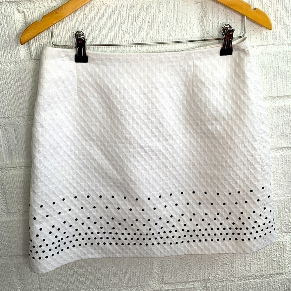 Alberto Makali Textured Ribbed Cotton Pencil White Mini Skirt sz 10